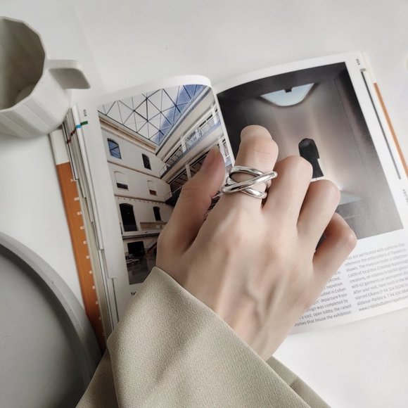 *NEW Gold/Sterling Silver Cross Adjustable Ring - Picture 6 of 11